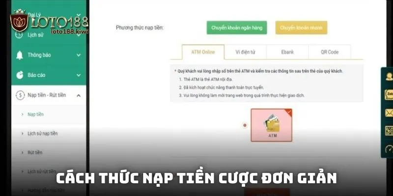 Cách thức nạp tiền cược đơn giản và nhanh chóng nhất